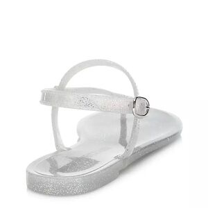 New! Stuart Weitzman Sawyer Silver Glitter Jelly Slides Summer Flat Sandals 8B